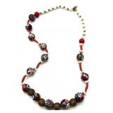 Millefiori Art Glass Beaded Necklace 20'