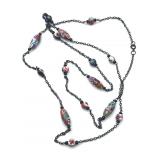 Millefiori Art Glass Beaded Necklace 46'
