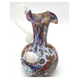 Millefiori Murano Art Glass Small Pitcher 4.5'