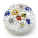 Latticino Millefiori Murano Art Glass Paperweight