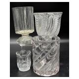 (3) Glass Spooners and Toothpick Holder 5.5' Tall