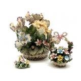 Capodimonte Porcelain Flower Bowl and Smaller