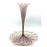 Vintage Murano Art Glass Latticino Pink with Gold