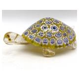 Millefiori Murano Art Glass Turtle Figure with