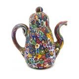 Millefiori Murano Art Glass Teapot Decor 4.5' x