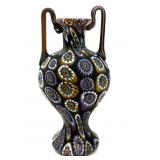 Millefiori Murano Art Glass Small Handled Vase 5'