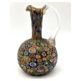 Millefiori Murano Art Glass Cruet Bottle 5.75'