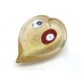 Millefiori Murano Art Glass Gold Fleck Heart