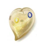 Millefiori Murano Art Glass Gold Fleck Heart