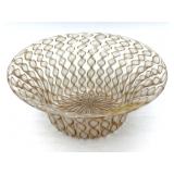 Latticino Murano Art Glass Gold Fleck Bowl 5.25'