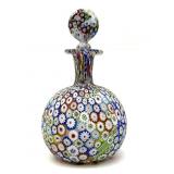 Millefiori Murano Art Glass Bottle with Stopper