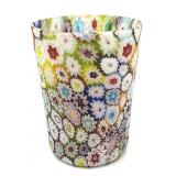 Millefiori Murano Satin Art Glass Cup 4'
