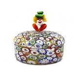 Millefiori Murano Satin Art Glass Clown Figure