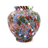 Millefiori Murano Art Glass Vase 6.5'- no