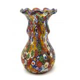Millefiori Murano Art Glass Vase 5.25' Tall