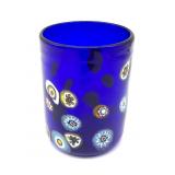 Millefiori Murano Art Glass Cobalt Blue Cup 3.75'