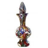 Millefiori Murano Art Glass Bottle with Stopper