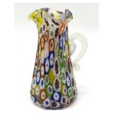 Millefiori Murano Art Glass Small Pitcher 4.5'