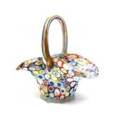 Millefiori Murano Art Glass Basket 6.25' x 4.25'