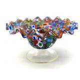 Millefiori Murano Art Glass Footed Bowl 6' x 3'