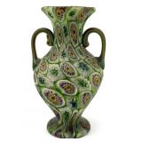 Millefiori Murano Art Glass Double Handled Vase
