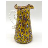 Millefiori Murano Art Glass Pitcher 4.25'