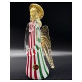 Latticino Murano Art Glass Angel Figure with Gold