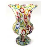 Millefiori Murano Art Glass Vase 6.5' Tall