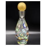 Millefiori Murano Art Glass Decanter Bottle with