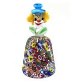Millefiori Murano Art Glass Bell with Clown