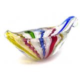 Latticino Murano Art Glass Bowl 7' x 3'