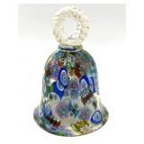 Millefiori Murano Art Glass Bell with Gold Flecks