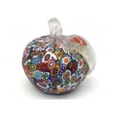 Millefiori Murano Art Glass Apple Paperweight