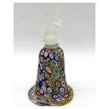 Millefiori Murano Art Glass Bell with Unicorn