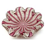 Latticino Murano Art Glass Pink with Gold Fleck