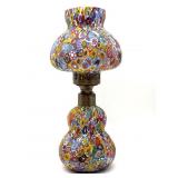 Millefiori Murano Art Glass Oil Lamp with