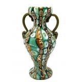 Millefiori Murano Art Glass Handled Vase 7' Tall