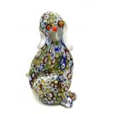 Millefiori Murano Satin Art Glass Dog Figure