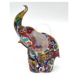 Millefiori Murano Satin Art Glass Elephant Figure