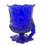 Moser Cobalt Blue Glass Acorn Pattern Spooner