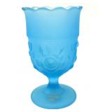 Satin Blue Glass Spooner 5.5' Tall
