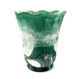 Green Satin Slag Glass Spooner 5' Tall