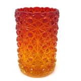 Amberina Glass Daisy and Button Pattern Spooner