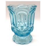 Aqua Blue Glass Moon and Stars Pattern Spooner