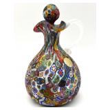 Millefiori Murano Art Glass Bottle with Stopper