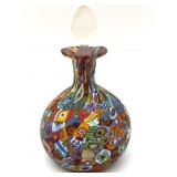Millefiori Murano Art Glass Bottle with Stopper