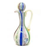 Latticino Murano Art Glass Cruet Bottle with Gold