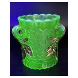 Opalescent Uranium Glass Spooner 5.5' Tall