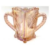 Pink Carnival Glass Handled Spooner 4.5' Tall