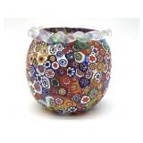 Millefiori Murano Art Glass Small Vase with Rope